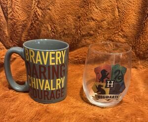 Harry Potter Gryffindor Ceramic Coffee Mug Zak! Designs & Wine Glass Set Of 2